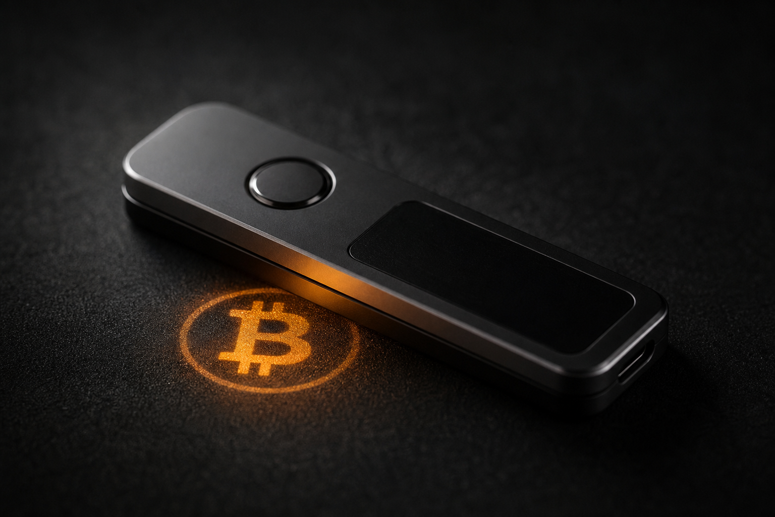 Cold wallet de hardware con reflejo de Bitcoin